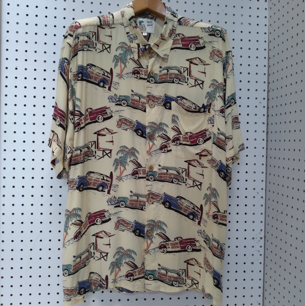 Unique |100% Rayon Men's Shirt| Short Sleeve Rolaxed Fit Cream Brown Blue Maroon